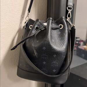 MCM Black Textured Shoulder Bag